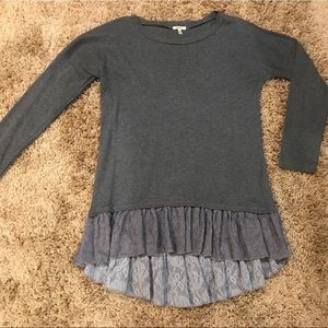 Dylan Gray Long Sleeve Top w/ Lace Trim